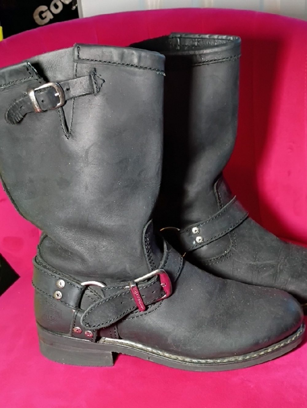 Harley-Davidson Black Women's Mid-Calf Buckle Moto Boots